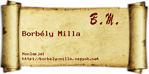 Borbély Milla névjegykártya