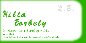 milla borbely business card