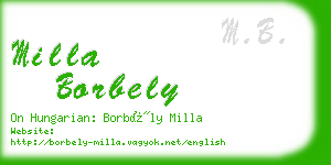 milla borbely business card